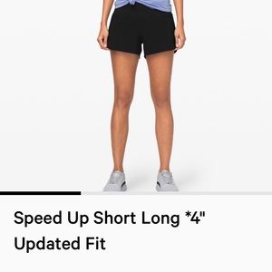 Lululemon black 4" Speed Up shorts